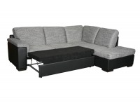 Rohová sedačka s rozkladom a úložným priestorom Vienna - armada PU čierna / lucy 1 sivá