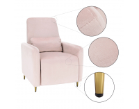 Relaxačné kreslo Nauro - púdrová ružová (Velvet) / zlatá