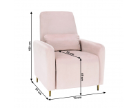 Relaxačné kreslo Nauro - púdrová ružová (Velvet) / zlatá