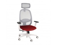 Kancelárska stolička s podrúčkami Nedim WS HD - červená (Magic Velvet 02) / sivá / biela