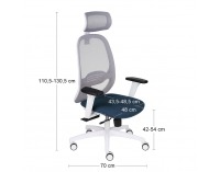 Kancelárska stolička s podrúčkami Nedim WS HD - modrá (Medley 13) / sivá / biela