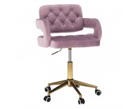Kancelárske kreslo Nelia - ružová (Velvet) / zlatá