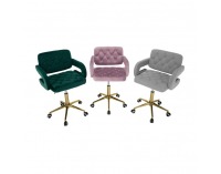 Kancelárske kreslo Nelia - ružová (Velvet) / zlatá