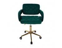 Kancelárske kreslo Nelia - tmavozelená (Velvet) / zlatá