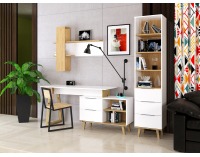 Dvojdverová komoda so zásuvkami Nepu 2D3S - biela / dub kamenný