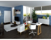 Zásuvková komoda Nepu 2S/46 - biela / dub kamenný