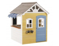 Drevený záhradný domček pre deti Nesko - biela / sivá / žltá / modrá