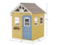 Drevený záhradný domček pre deti Nesko - biela / sivá / žltá / modrá