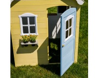 Drevený záhradný domček pre deti Nesko - biela / sivá / žltá / modrá