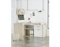 Rohový PC stolík Nevadis - biela / dub shanon