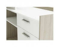 Rohový PC stolík Nevadis - biela / dub shanon