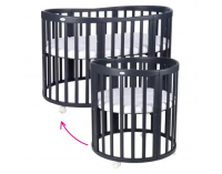 Detská rastúca oválna postieľka s matracom 7v1 Niko - grafit