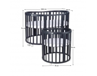 Detská rastúca oválna postieľka s matracom 7v1 Niko - grafit