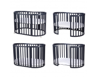 Detská rastúca oválna postieľka s matracom 7v1 Niko - grafit