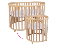 Detská rastúca oválna postieľka s matracom 7v1 Niko - prírodná