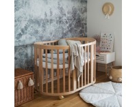 Detská rastúca oválna postieľka s matracom 7v1 Niko - prírodná