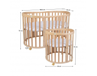 Detská rastúca oválna postieľka s matracom 7v1 Niko - prírodná