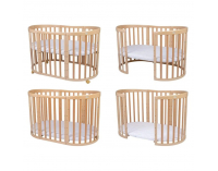 Detská rastúca oválna postieľka s matracom 7v1 Niko - prírodná