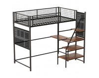 Vyvýšená posteľ so zábranou Niven 90x200 cm - čierna