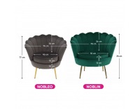 Kreslo Nobleo - sivohnedá (Velvet) / zlatá