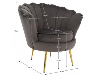 Kreslo Nobleo - sivohnedá (Velvet) / zlatá