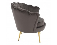 Kreslo Nobleo - sivohnedá (Velvet) / zlatá