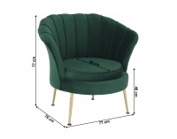 Kreslo Noblin New - smaragdová (Velvet) / zlatá