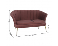 Pohovka Noblin New - ružová (Velvet) / zlatá