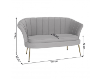 Pohovka Noblin New - sivomodrá (Velvet) / zlatá