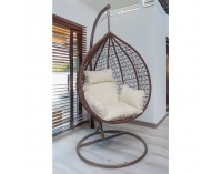 Závesné hojdacie kreslo Nolun - medená / hnedá / krémová