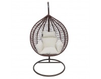 Závesné hojdacie kreslo Nolun - medená / hnedá / krémová