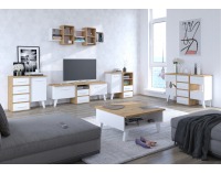 Obývacia izba Nordis - dub artisan / biela