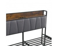 Manželská posteľ s roštom a prístelkou Nordo 140x200 cm - čierna / sivá