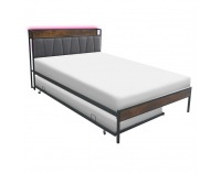 Manželská posteľ s roštom a prístelkou Nordo 140x200 cm - čierna / sivá