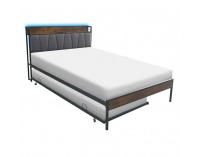 Manželská posteľ s roštom a prístelkou Nordo 140x200 cm - čierna / sivá