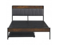 Manželská posteľ s roštom a prístelkou Nordo 160x200 cm - čierna / sivá