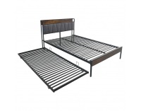 Manželská posteľ s roštom a prístelkou Nordo 160x200 cm - čierna / sivá