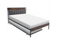 Manželská posteľ s roštom a prístelkou Nordo 160x200 cm - čierna / sivá