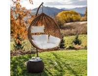 Závesné hojdacie kreslo Norel - medená / hnedá / krémová