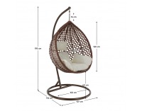 Závesné hojdacie kreslo Norel - medená / hnedá / krémová