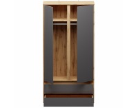 Dvojdverová šatníková skriňa so zásuvkami Norman 2D/2DR - sivý grafit / dub wotan