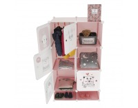 Detská modulárna skriňa Norme - ružová / detský vzor