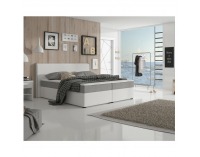 Čalúnená manželská posteľ s matracmi Novara 160 - biela / sivá (komfort)