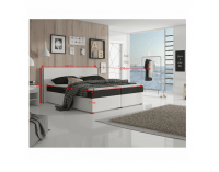 Čalúnená manželská posteľ s matracmi Novara 180 - biela / čierna (komfort)