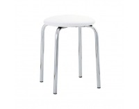 Stolička bez operadla Chico - chróm / biela ekokoža (V01)