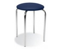 Stolička bez operadla Chico - chróm / modrá látka (C14)