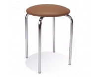Stolička bez operadla Chico - chróm / tmavohnedá ekokoža (V62)