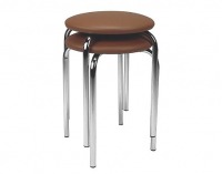 Stolička bez operadla Chico - chróm / tmavohnedá ekokoža (V62)