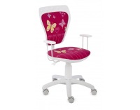 Detská stolička na kolieskach s podrúčkami Ministyle - biela / vzor butterfly