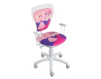 Detská stolička na kolieskach s podrúčkami Ministyle - biela / vzor princess